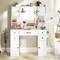 White Vanity Set with LED Mirror, Charging Station & Ample Storage